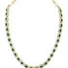 Gold Plated Emerald Halo Necklace Set