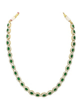 Gold Plated Emerald Halo Necklace Set