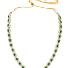 Gold Plated Emerald Halo Necklace Set