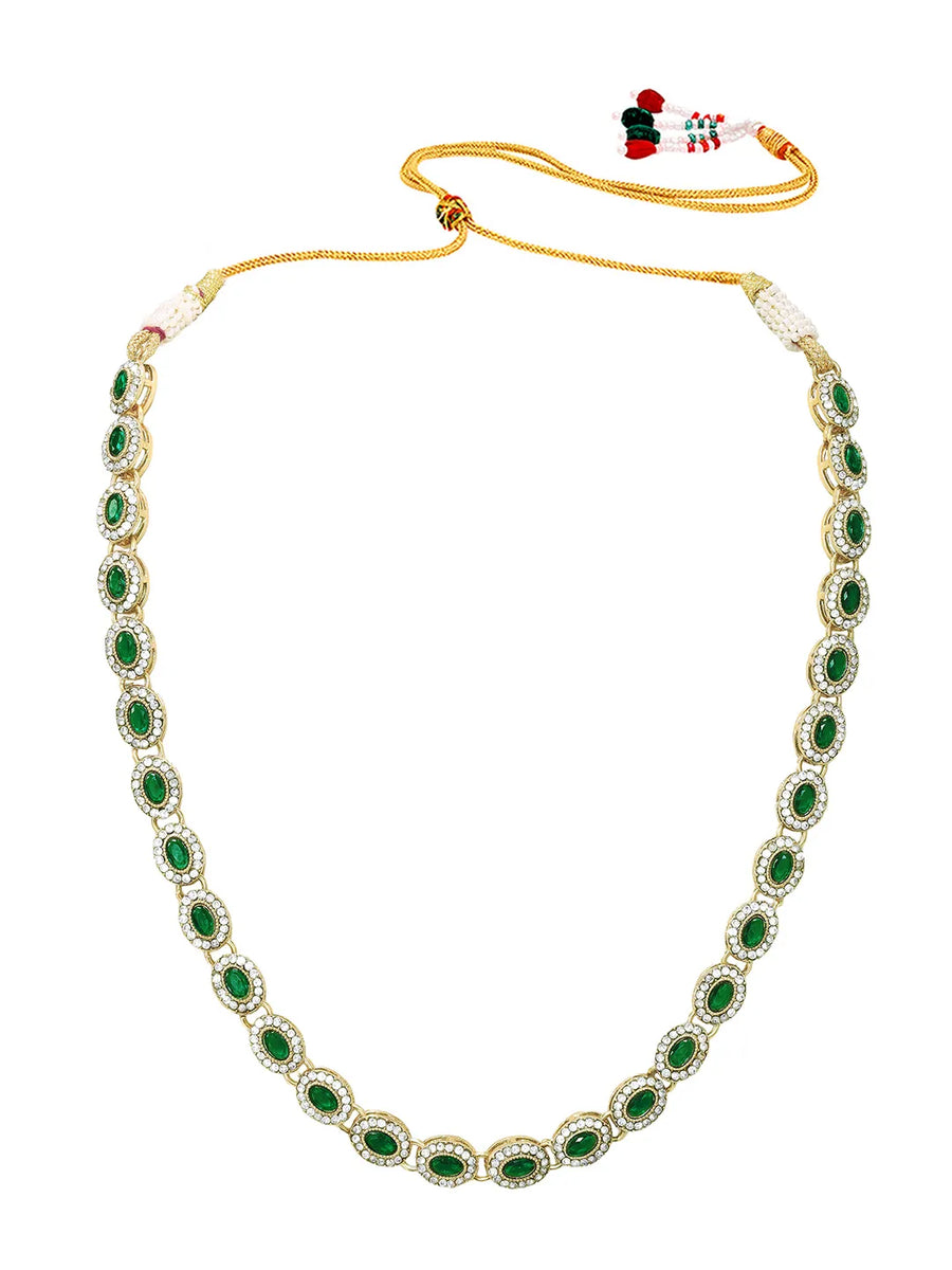 Gold Plated Emerald Halo Necklace Set