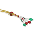Bridal Bliss Kundan Pearl Adorn. Gold and green Kundan bridal necklace set with pearls, matching earrings, and maang tikka. Perfect for weddings and festive wear.