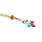 Pearled Petals Kundan Wedding Set. Gold and green Kundan necklace set with pearls, matching earrings, and maang tikka ideal for festive and traditional wear.