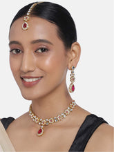 Rani Pink Hue Floral Kundan Necklace Set