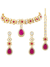 Rani Pink Hue Floral Kundan Necklace Set