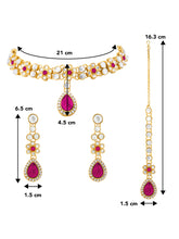 Rani Pink Hue Floral Kundan Necklace Set