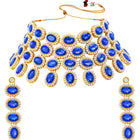 Bold Oval Crystal Necklace Set - Blue