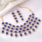 Bold Oval Crystal Necklace Set - Blue