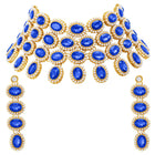 Bold Oval Crystal Necklace Set - Blue