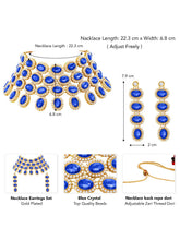 Bold Oval Crystal Necklace Set - Blue