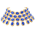 Bold Oval Crystal Necklace Set - Blue