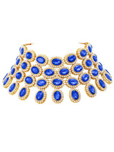 Bold Oval Crystal Necklace Set - Blue