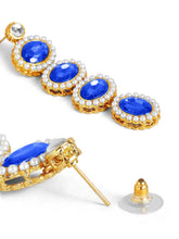 Bold Oval Crystal Necklace Set - Blue