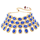 Bold Oval Crystal Necklace Set - Blue