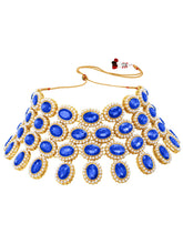Bold Oval Crystal Necklace Set - Blue
