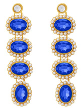 Bold Oval Crystal Necklace Set - Blue