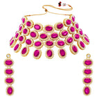 Bold Oval Crystal Necklace Set - Rani Pink