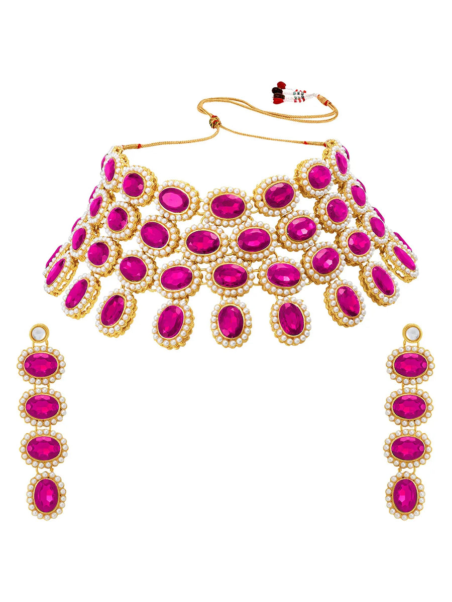 Bold Oval Crystal Necklace Set
