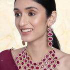 Bold Oval Crystal Necklace Set - Rani Pink