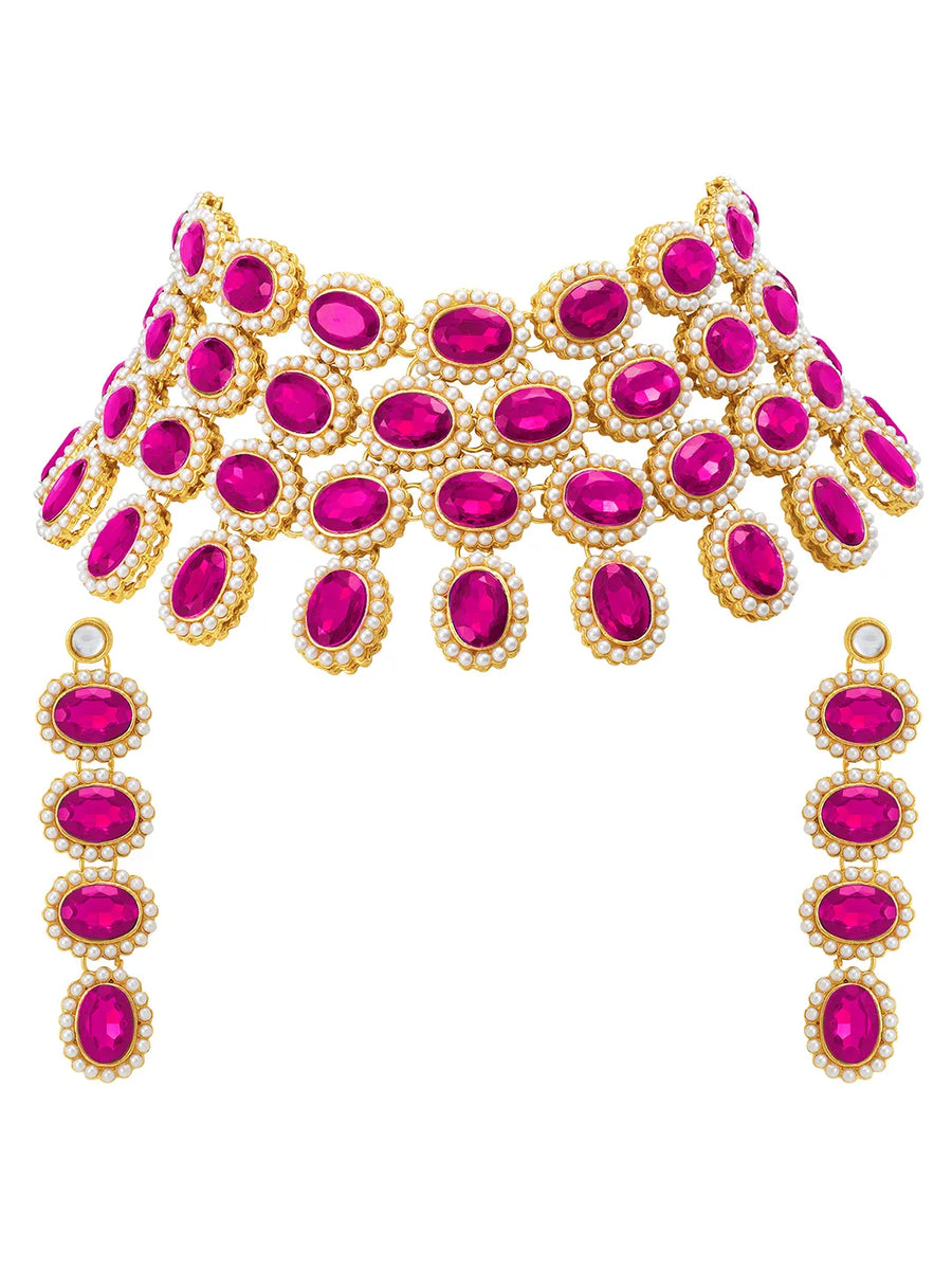 Bold Oval Crystal Necklace Set