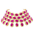 Bold Oval Crystal Necklace Set - Rani Pink