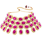 Bold Oval Crystal Necklace Set - Rani Pink
