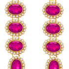 Bold Oval Crystal Necklace Set - Rani Pink