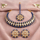 Peora Royal Blue Kundan Polki Choker Tikka Set