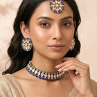 Peora Royal Blue Kundan Polki Choker Tikka Set