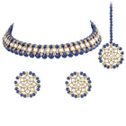 Peora Royal Blue Kundan Polki Choker Tikka Set