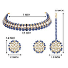 Peora Royal Blue Kundan Polki Choker Tikka Set