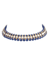 Peora Royal Blue Kundan Polki Choker Tikka Set
