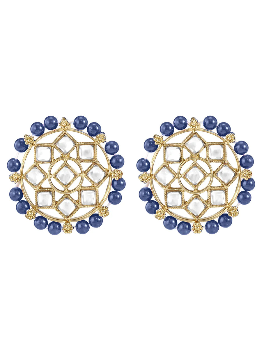 Peora Royal Blue Kundan Polki Choker Tikka Set