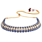 Peora Royal Blue Kundan Polki Choker Tikka Set