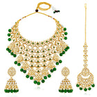 Gold Plated Green Kundan Bridal Necklace Set
