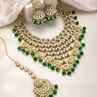 Gold Plated Green Kundan Bridal Necklace Set