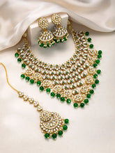 Gold Plated Green Kundan Bridal Necklace Set