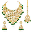 Gold Plated Green Kundan Bridal Necklace Set