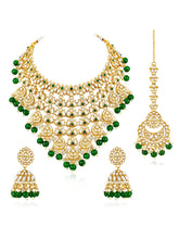 Gold Plated Green Kundan Bridal Necklace Set