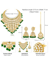 Gold Plated Green Kundan Bridal Necklace Set
