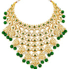 Gold Plated Green Kundan Bridal Necklace Set