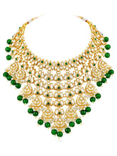 Gold Plated Green Kundan Bridal Necklace Set