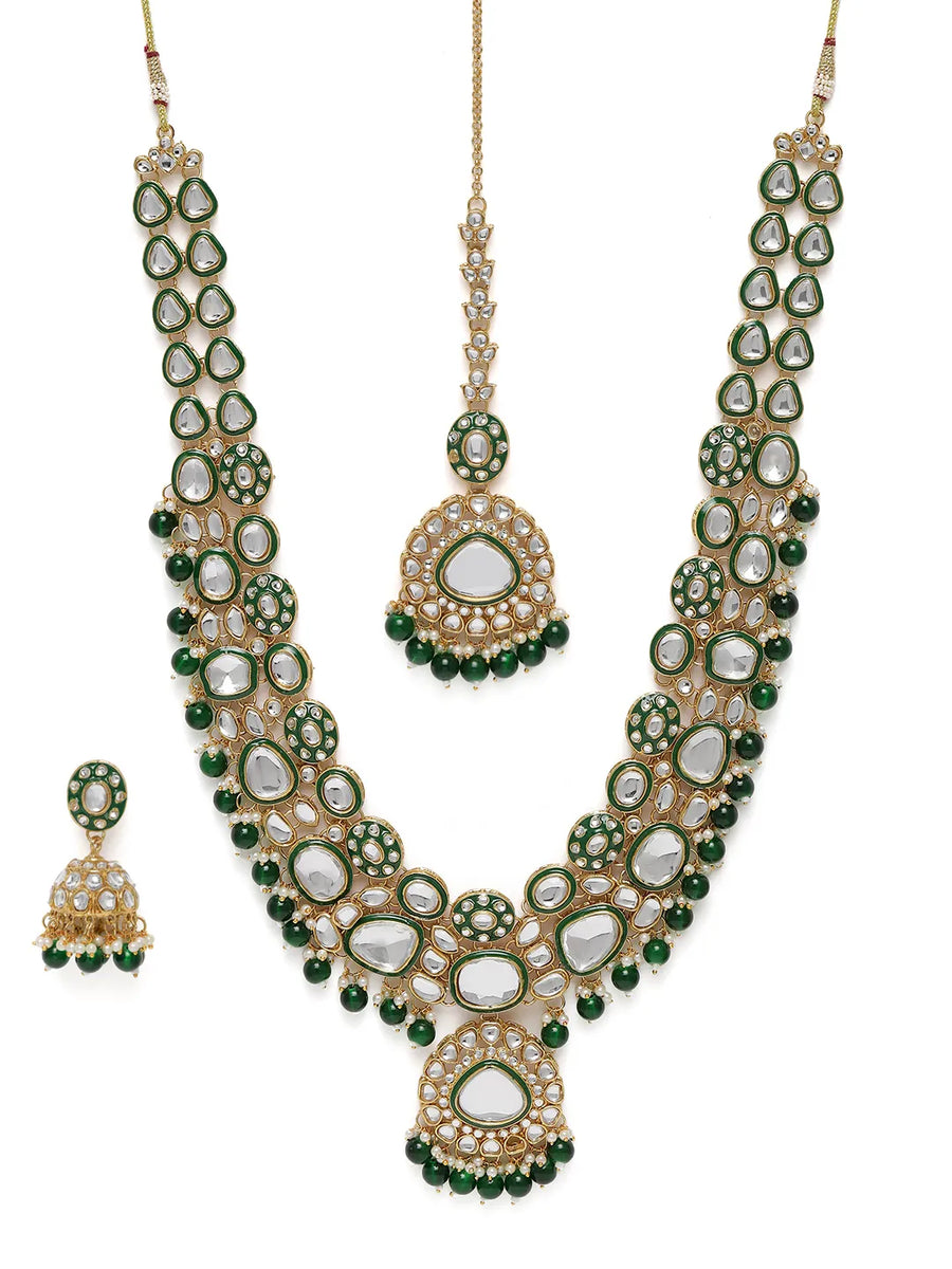 Nature's Glisten Green Necklace Set - Green