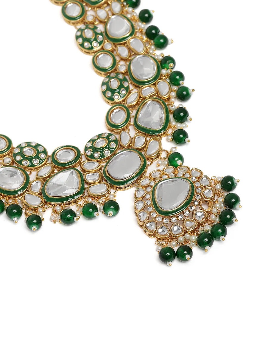 Nature's Glisten Green Necklace Set - Green