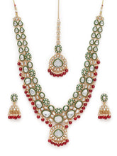 Nature's Glisten Green Necklace Set - Maroon