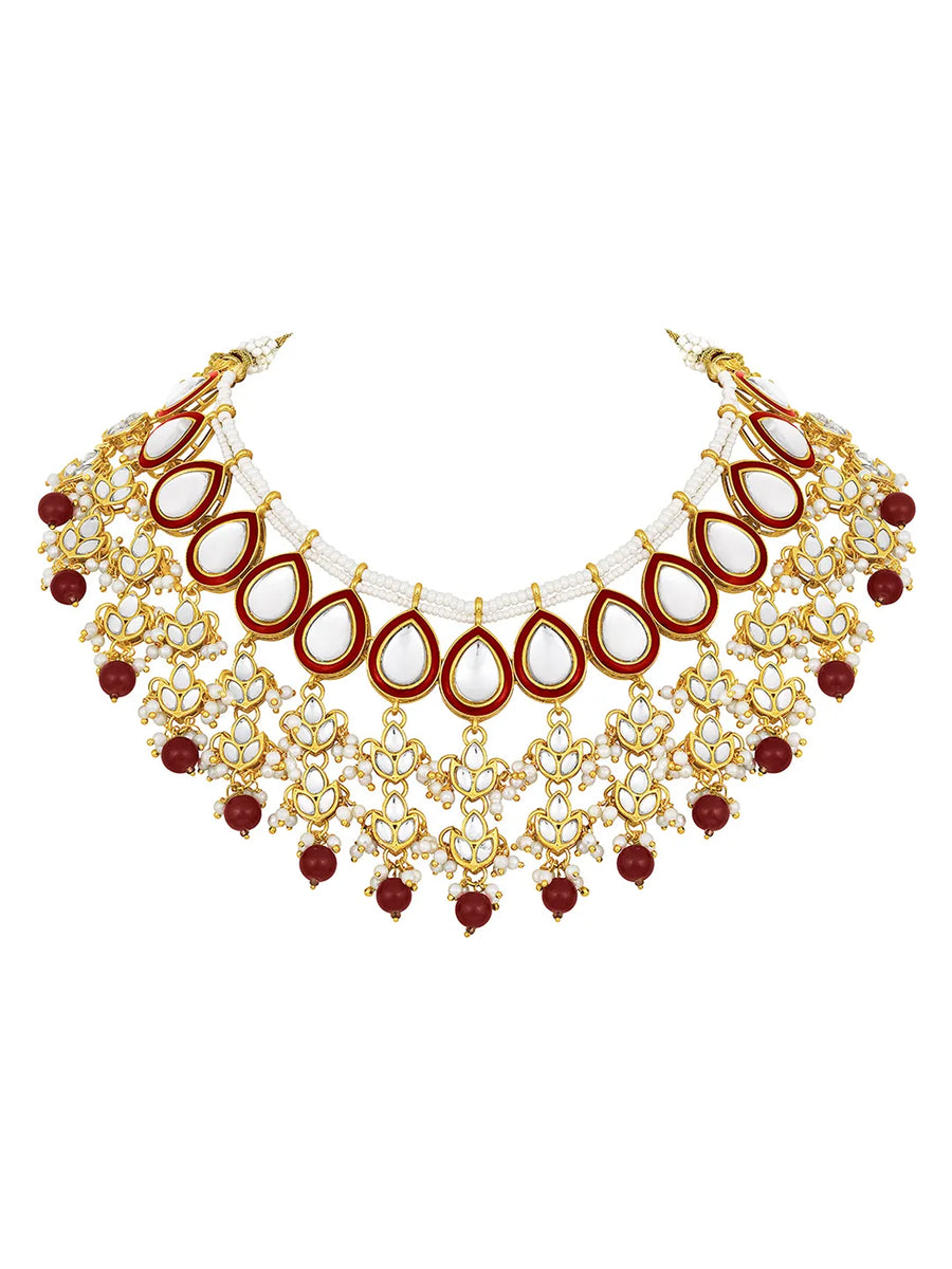 Teardrop Charm Kundan Necklace Set