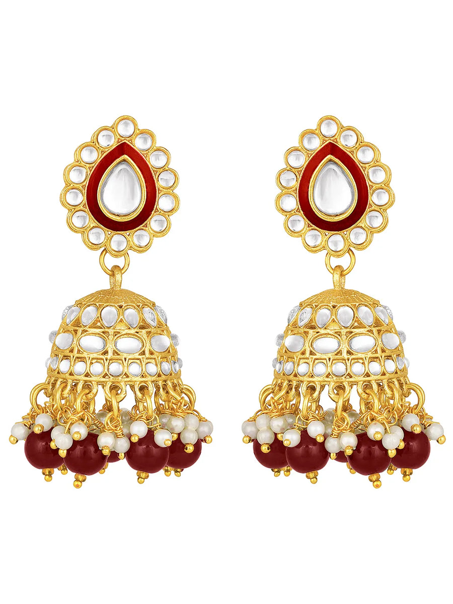 Teardrop Charm Kundan Necklace Set