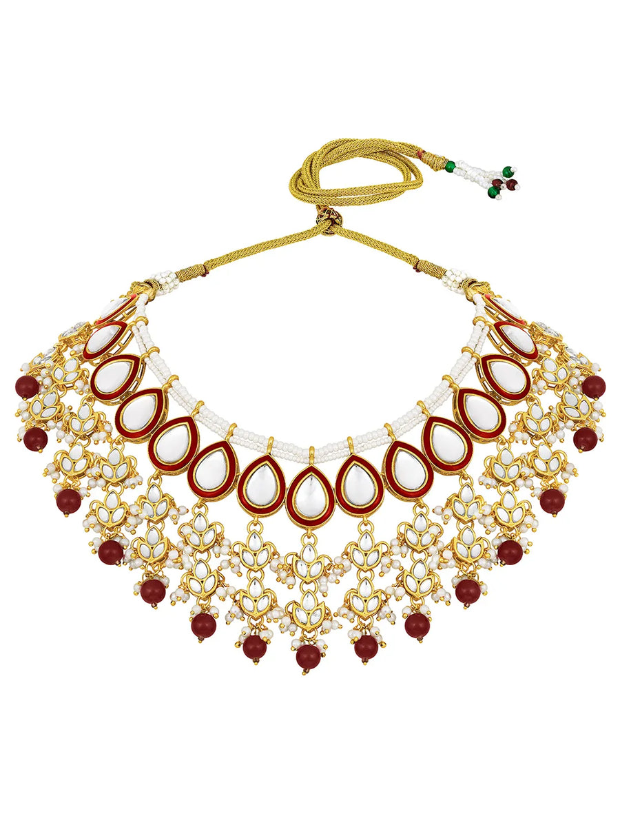 Teardrop Charm Kundan Necklace Set