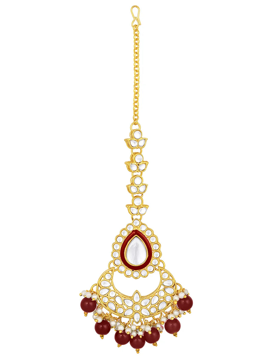 Teardrop Charm Kundan Necklace Set