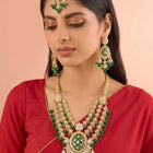 Gold Plated Green Kundan Festive Necklace Set