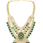 Gold Plated Green Kundan Festive Necklace Set